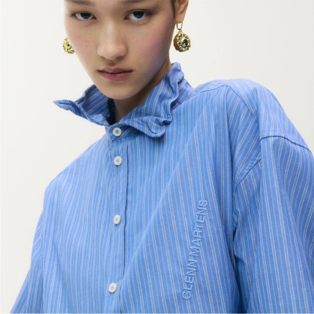 Blue Striped Button-Up Shirt